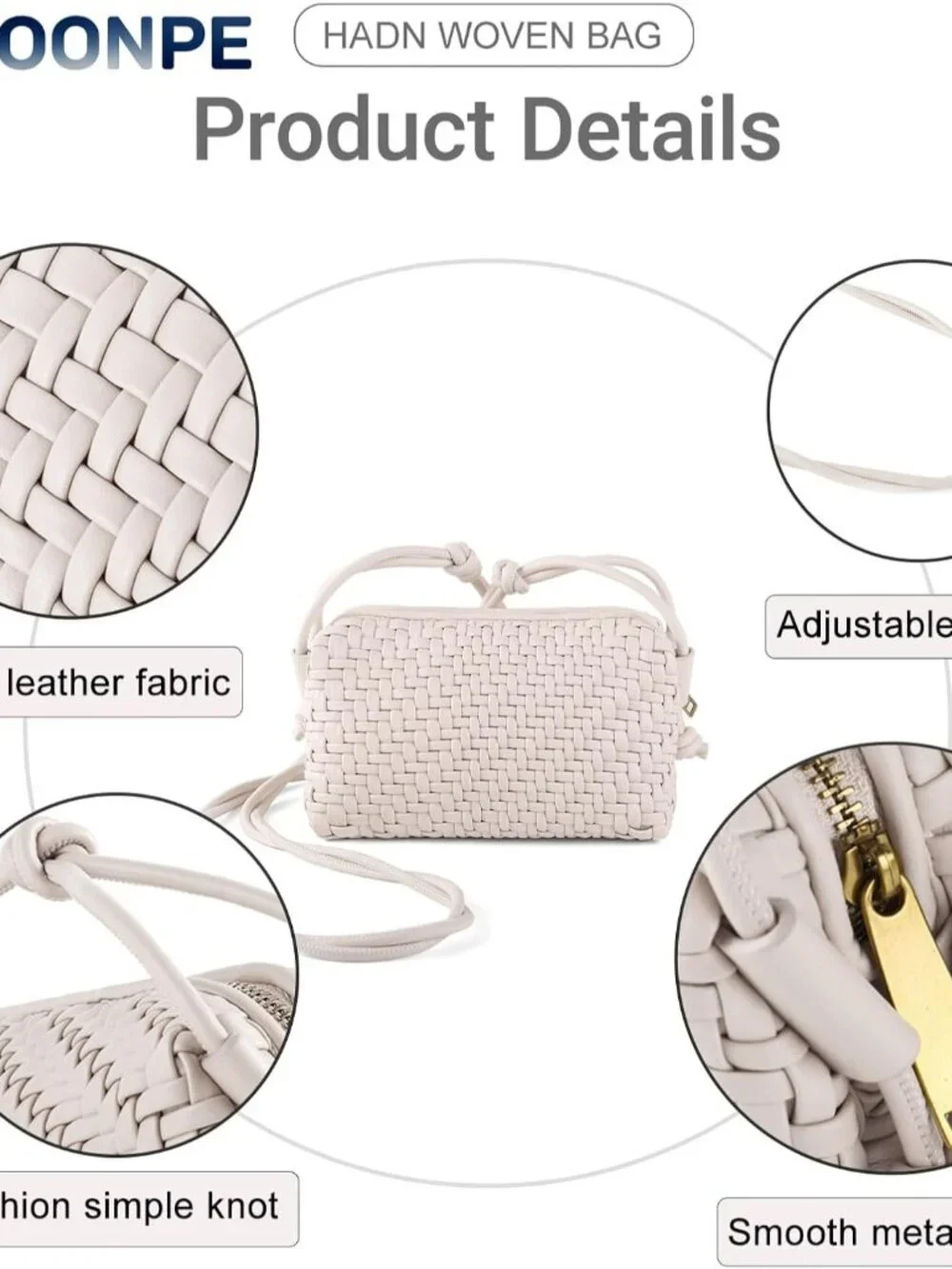 Woven Crossbody Bags for Women, Small Cross Body Braided Purse, Trendy Vegan Lea - Picture 5 of 7